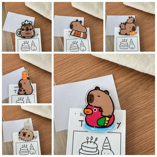 Capybara PP Clip Acrylic Clip Cartoon Cute Creative Note Clip High-value Test Paper Clip Gift Stationery