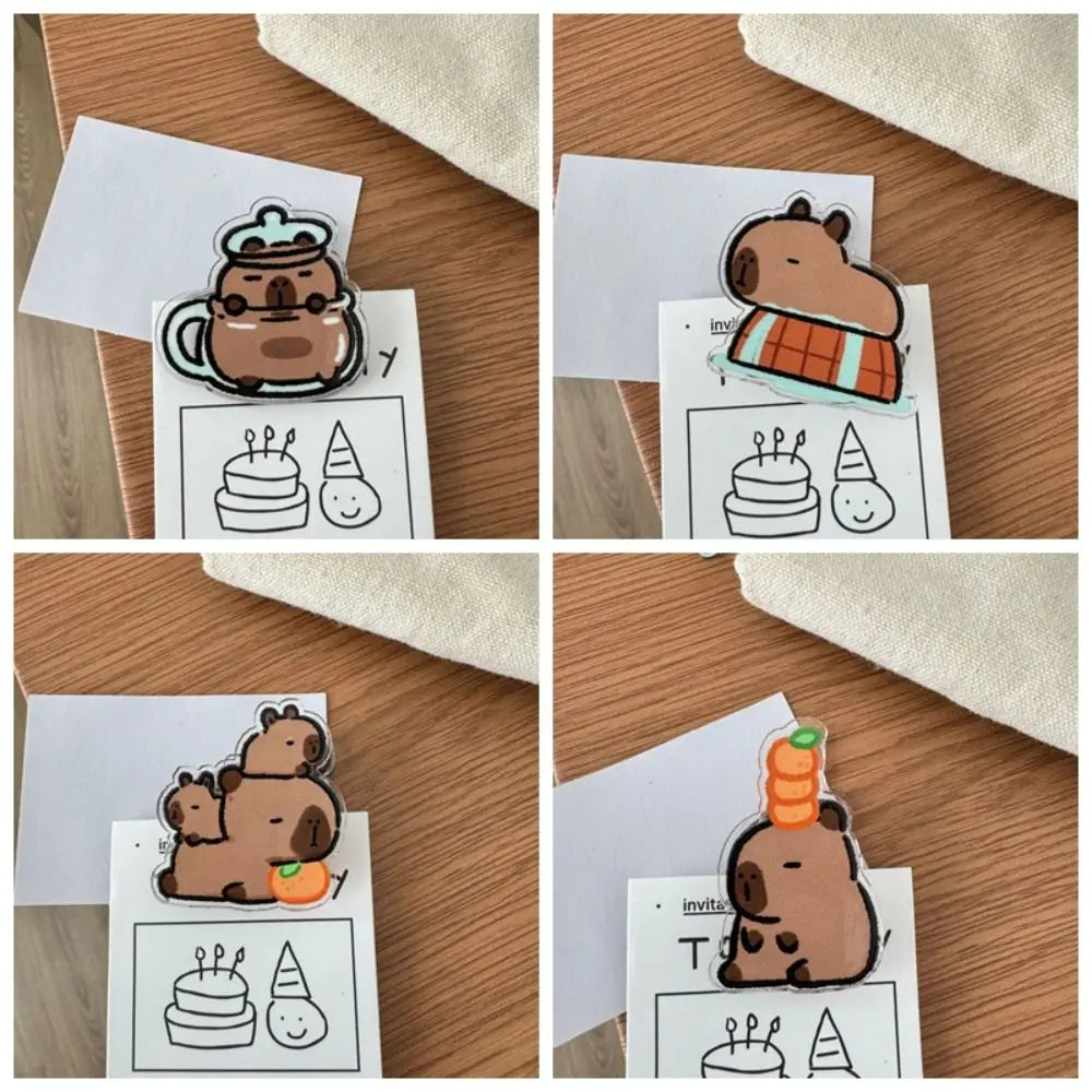 Capybara PP Clip Acrylic Clip Cartoon Cute Creative Note Clip High-value Test Paper Clip Gift Stationery