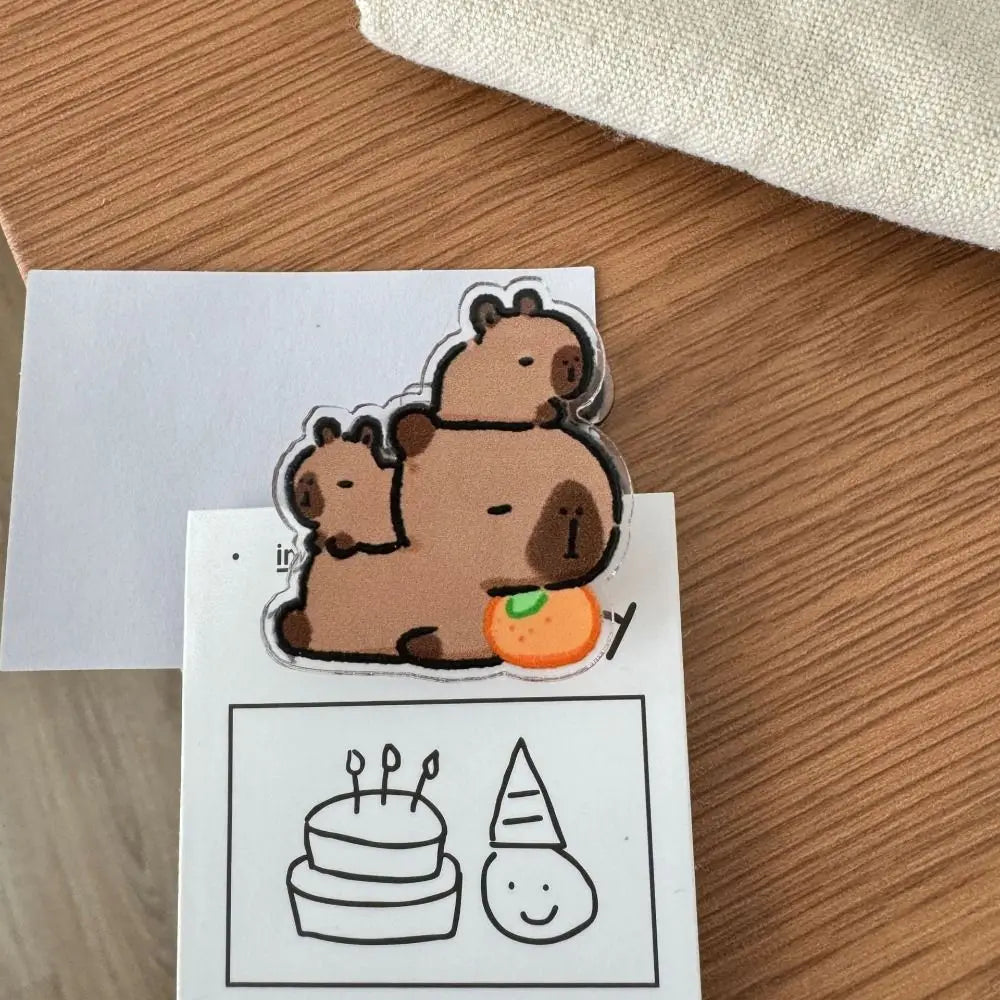 Capybara PP Clip Acrylic Clip Cartoon Cute Creative Note Clip High-value Test Paper Clip Gift Stationery
